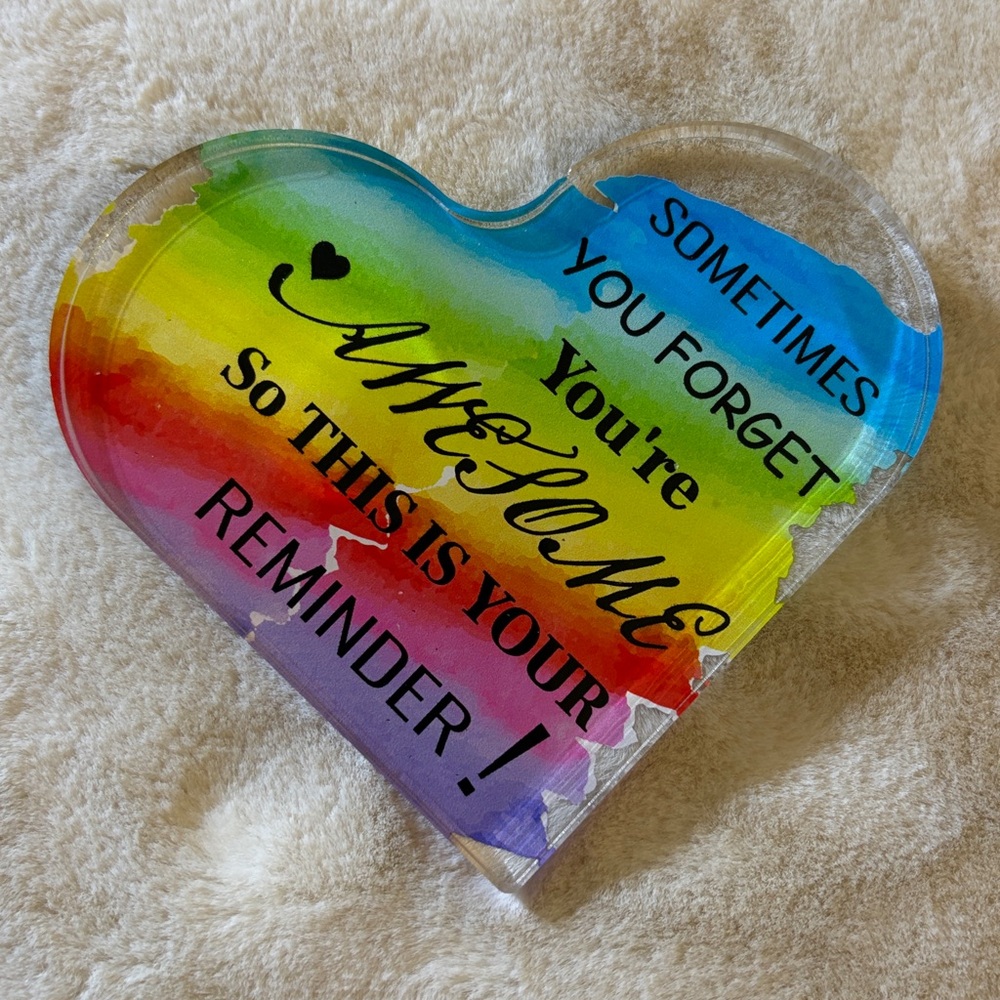 Meaningful you are awesome Quotes Acrylic Heart Block